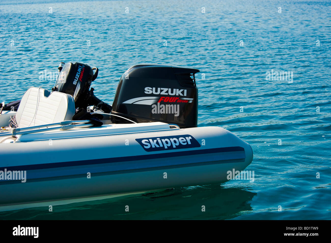 inflatable powerboat outboard engine Stock Photo