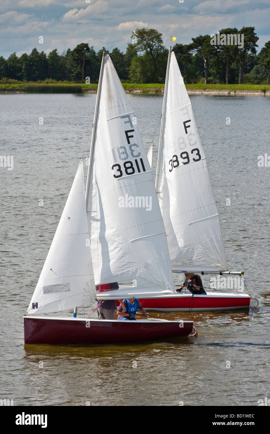 sailing dingies on a reservoir Stock Photo