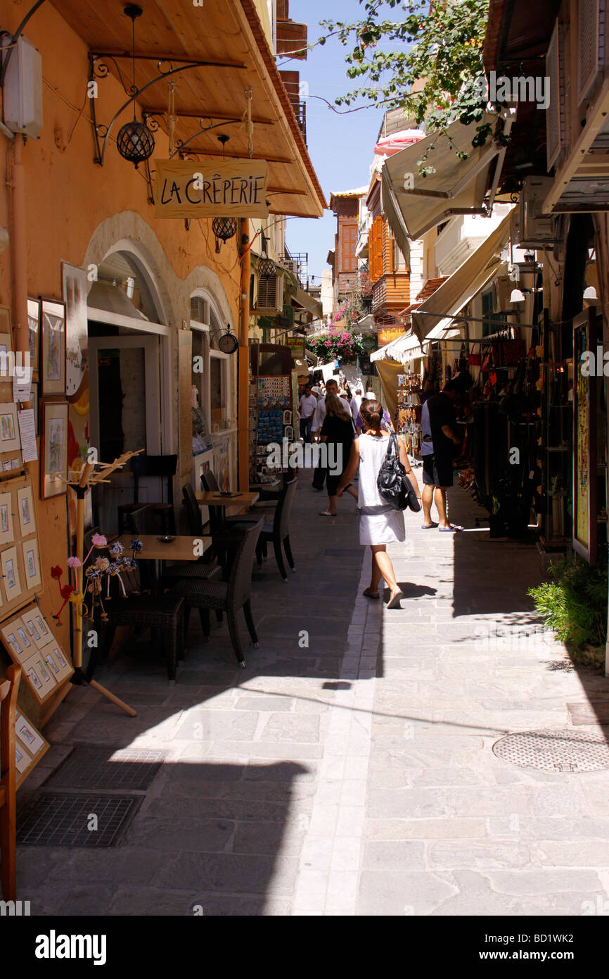 Shopping street in rethymno crete hires stock photography and images