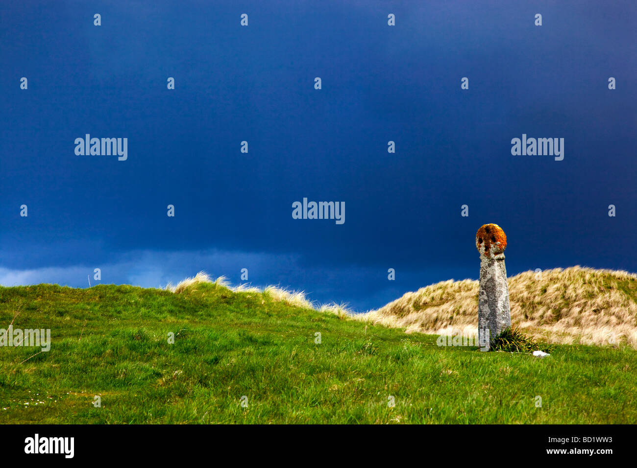 celtic cross on penhale sand dunes near perranporth cornwall Stock Photo