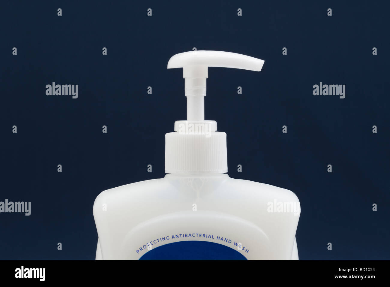 Close up of antibacterial hand wash plastic bottle pump dispenser Stock Photo