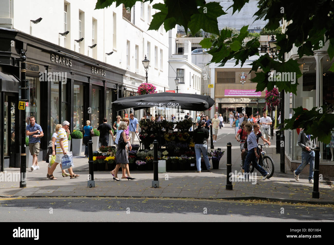 Cheltenham Gloucestershire England UK town centre shopping area on The