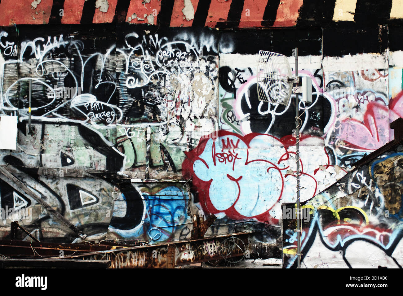 Graffiti wales New York City and antenna. Stock Photo