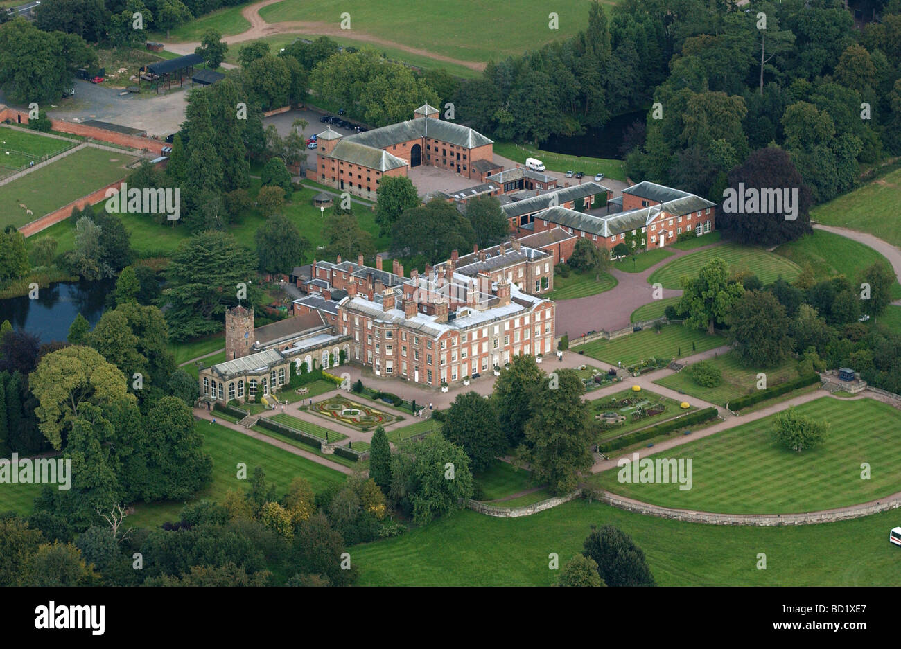 Aerial view of Weston Park Hall on the Shropshire and Staffordshire border Stock Photo Alamy