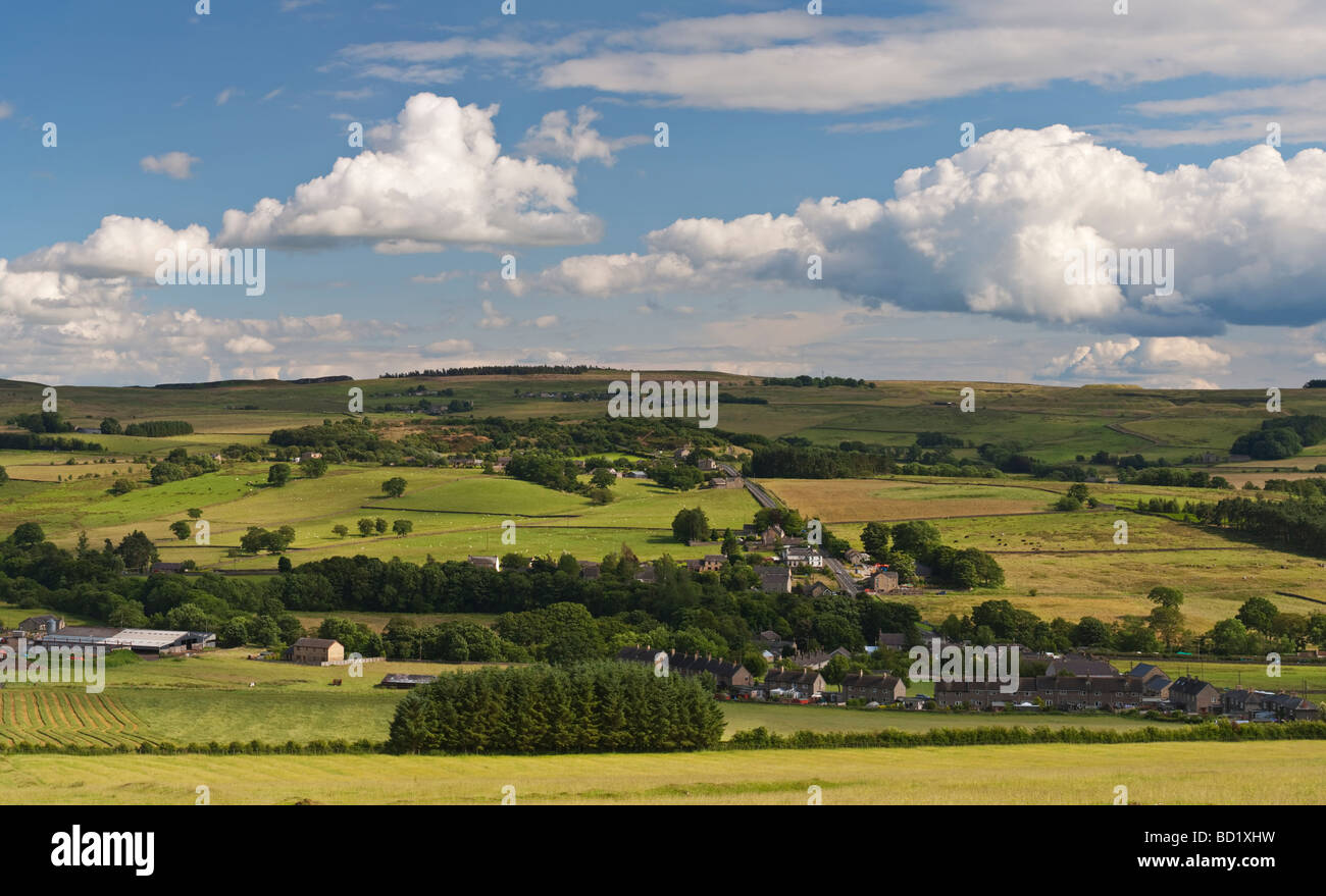 Panoramic view of the Rede Valley and the village of West Woodburn in