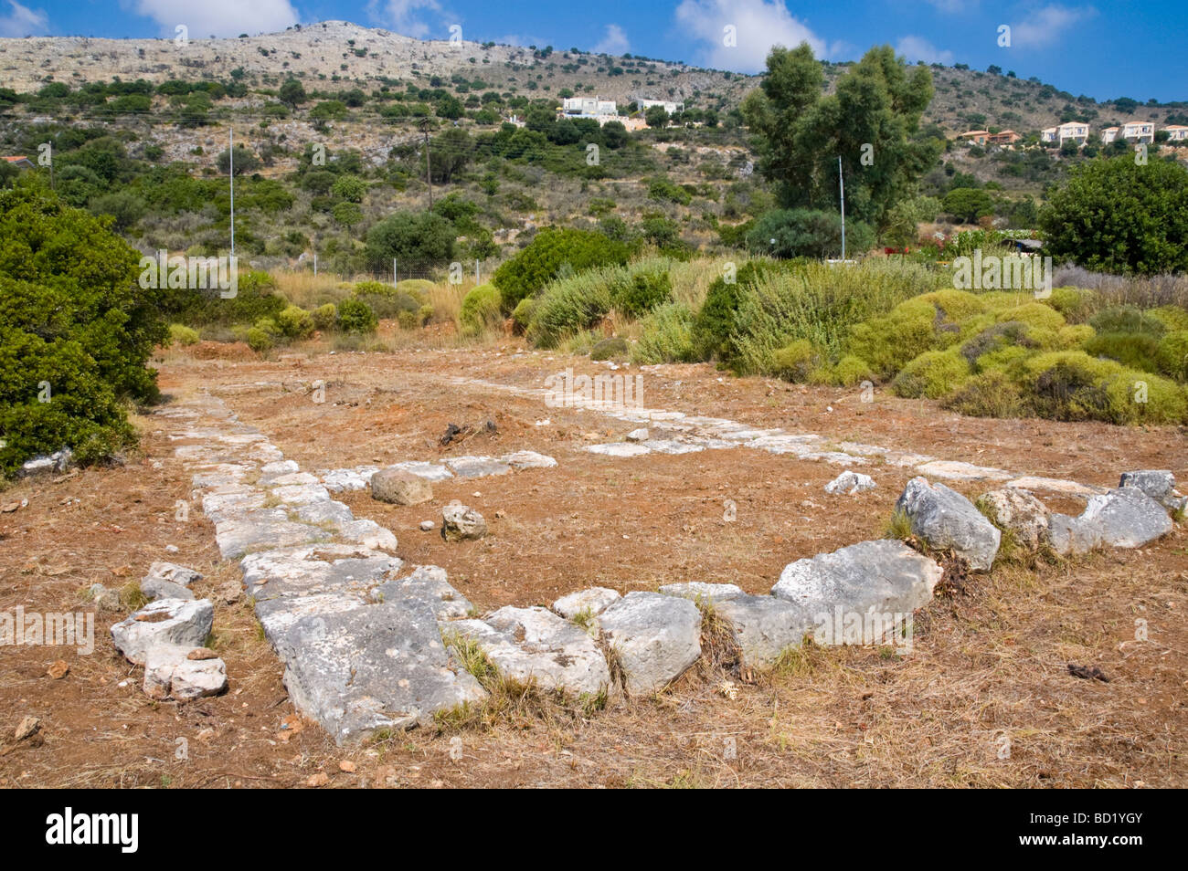 Foundations of ancient temple near Skala on the Greek island of Kefalonia Greece GR Stock Photo