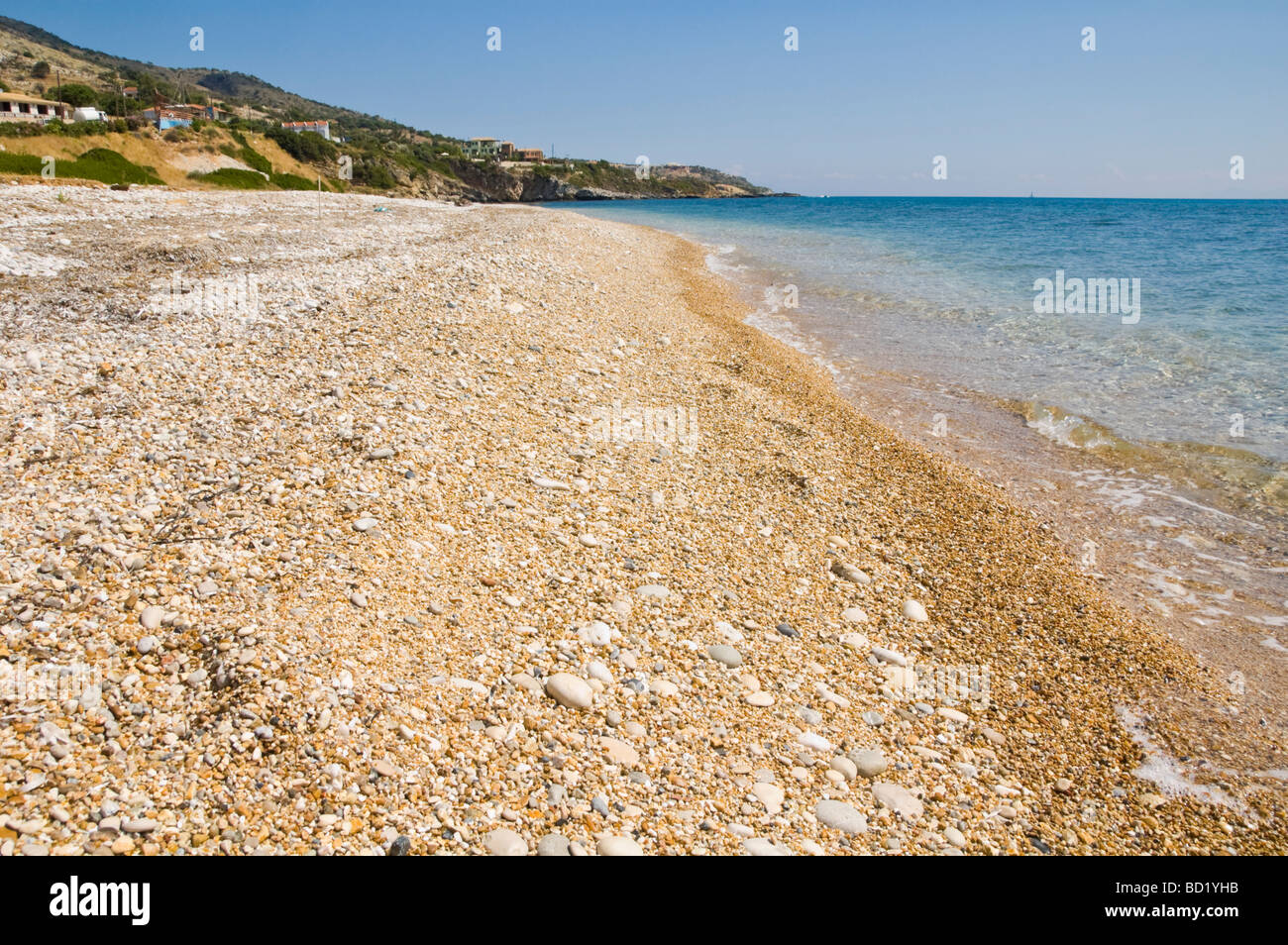 Pebble and shingle beach at Skala on the Greek island of Kefalonia Greece GR Stock Photo