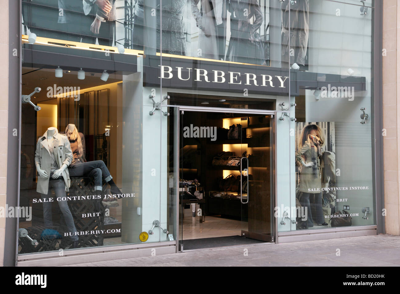 exterior of burberry on new cathedral street manchester uk Stock Photo