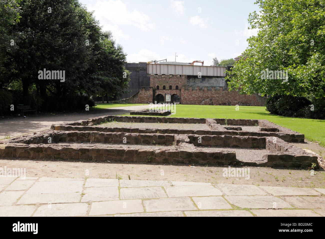 roman remains in castlefield liverpool road manchester uk Stock Photo