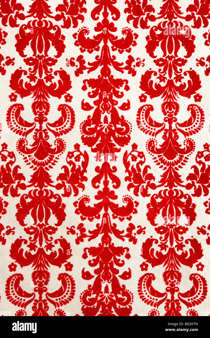 detail of red flock wallpaper pattern Stock Photo Alamy