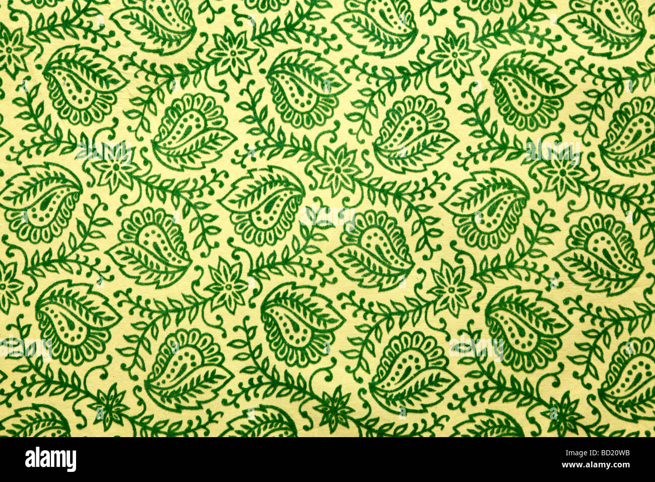 detail of green paisley pattern Stock Photo