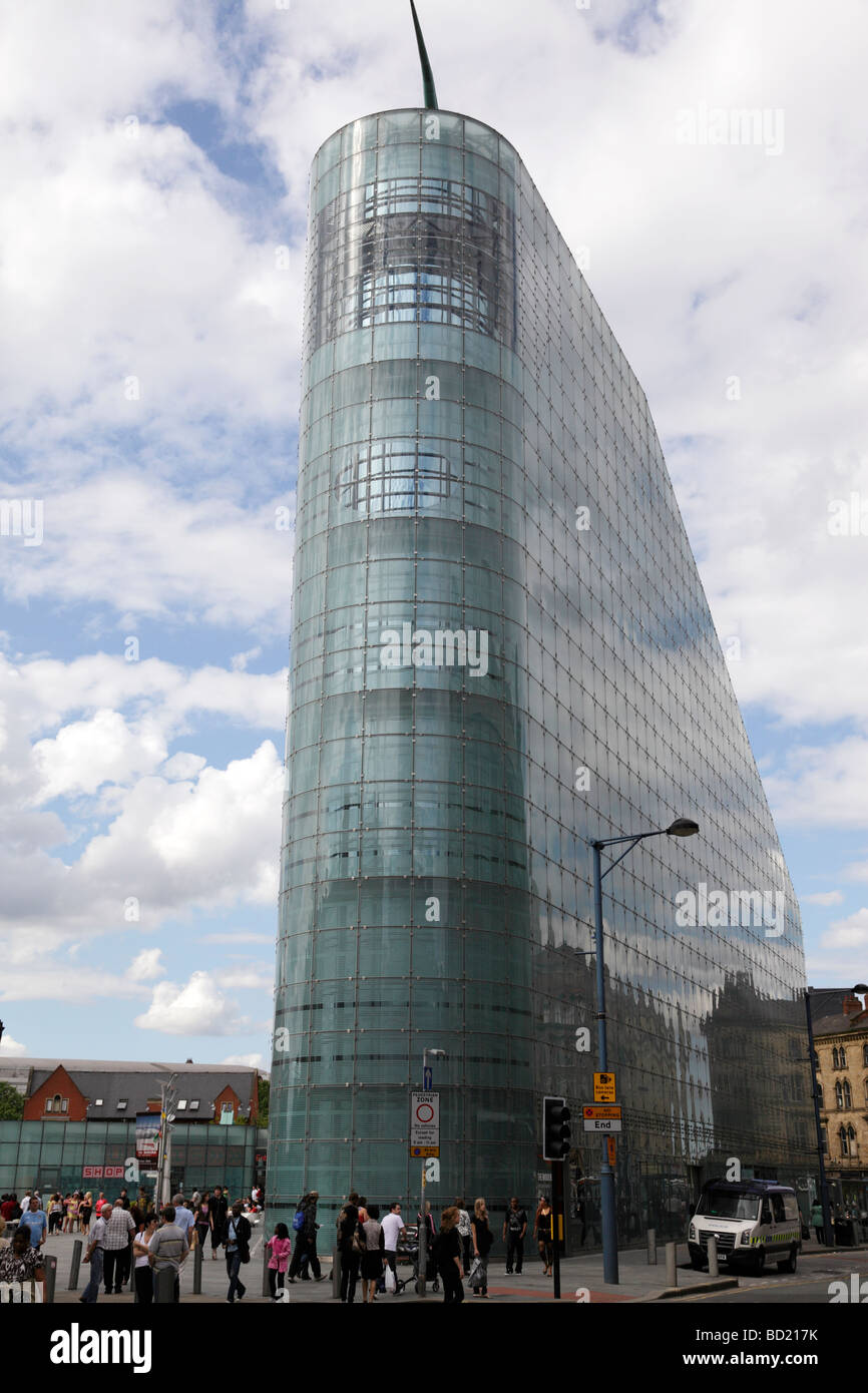 facade of the urbis an exhibition center of city life view from corporation street manchester uk Stock Photo