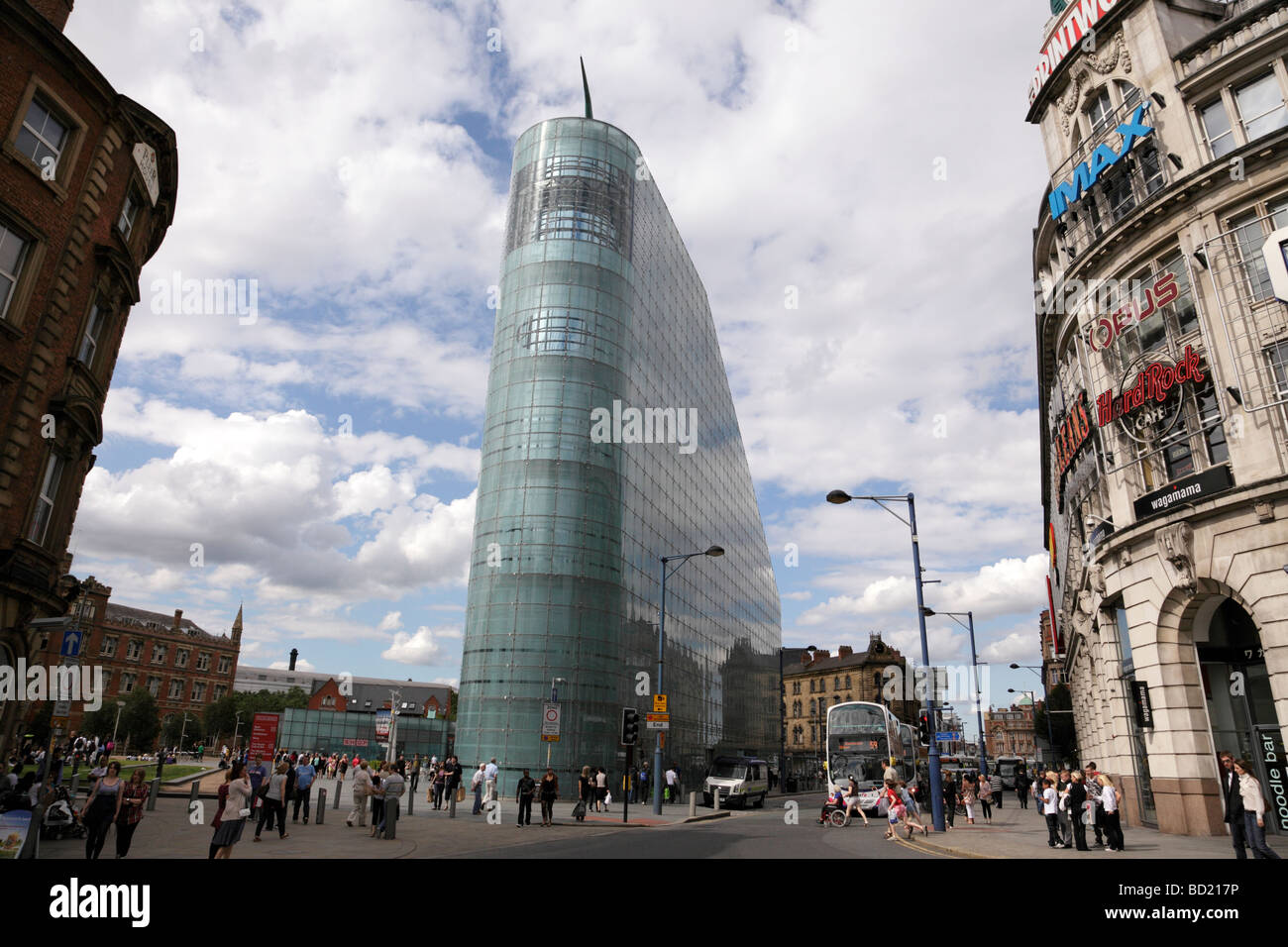 facade of the urbis an exhibition center of city life view from corporation street manchester uk Stock Photo