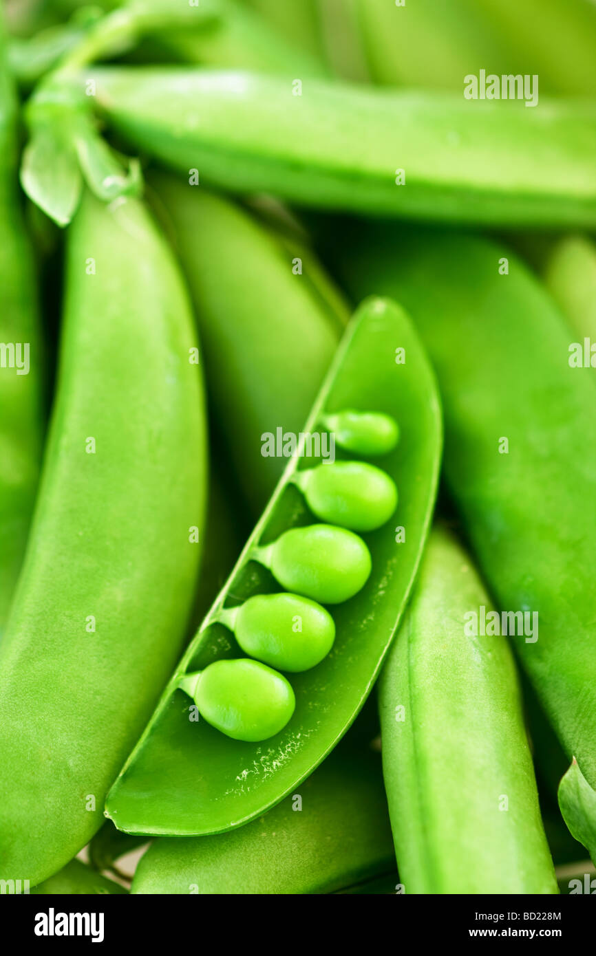 green pea pods isolated on white background Stock Photo