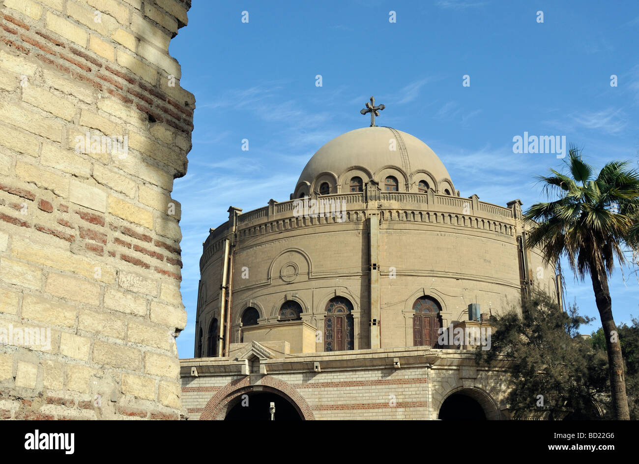 Roman Babylon Fortress and Round Greek Orthodox Church of St George Mari Girgis Coptic Cairo Egypt Stock Photo