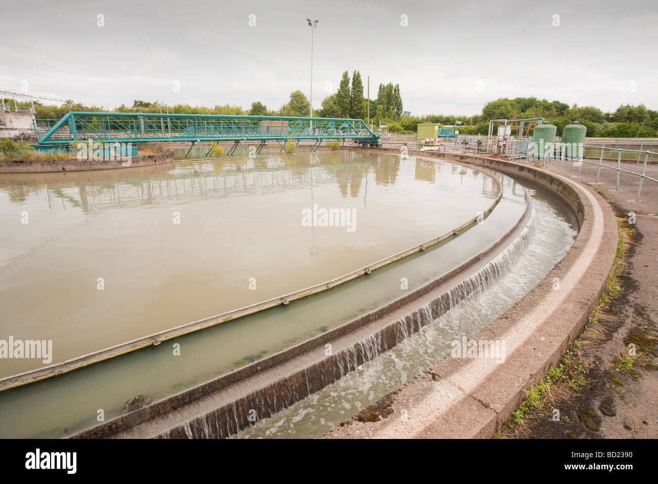 Waste water tanks at Daveyhulme wastewater treatment plant in