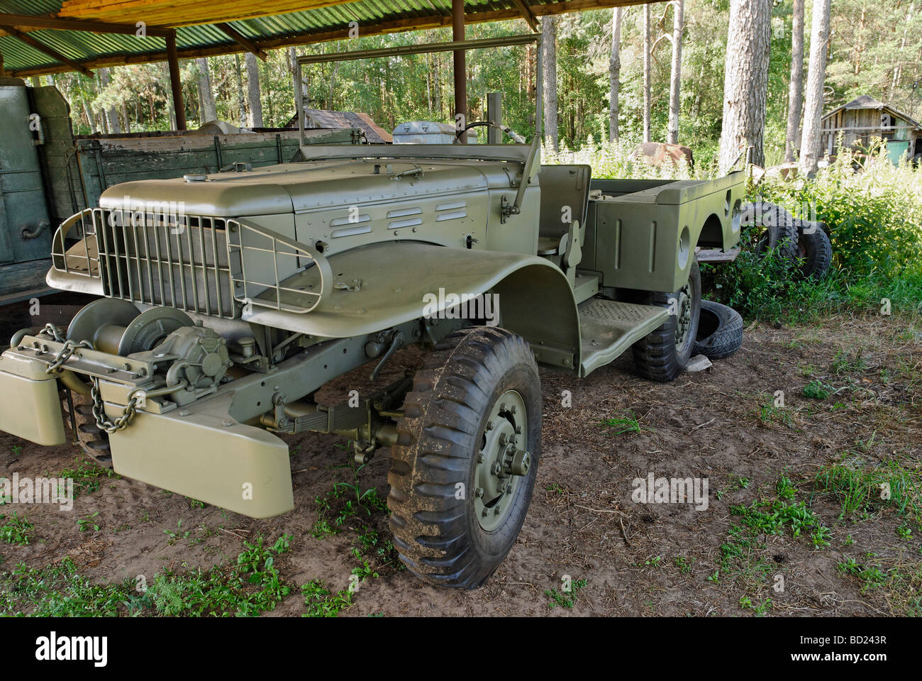 Russian army jeep car Stock Photo