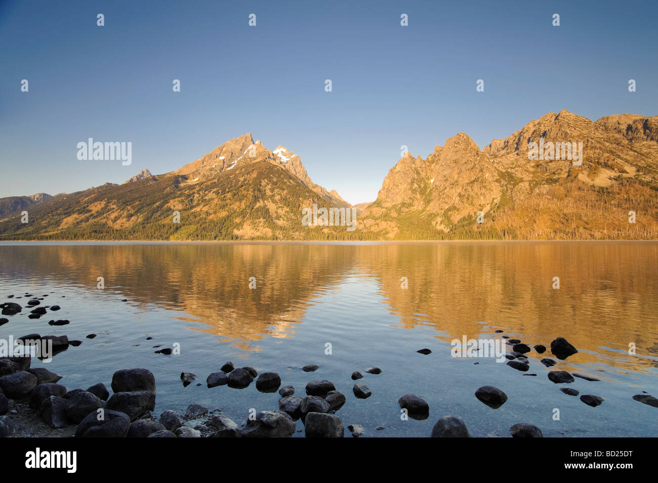 Jenny Lake and Teton Mountain Range Grand Teton National Park Wyoming USA Stock Photo