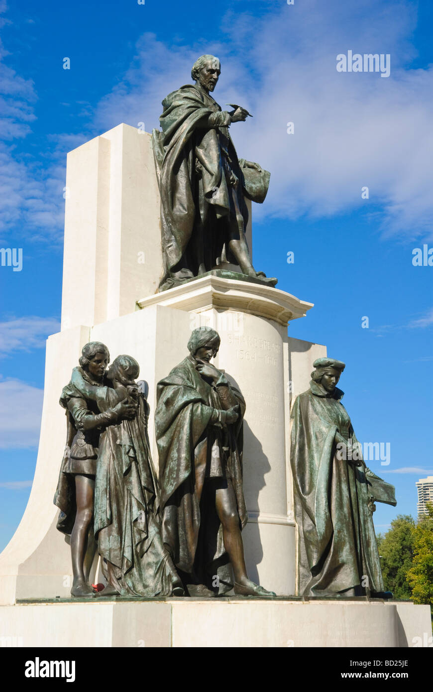 Bronze statues in memorial to Shakespeare. Sydney, Australia Stock