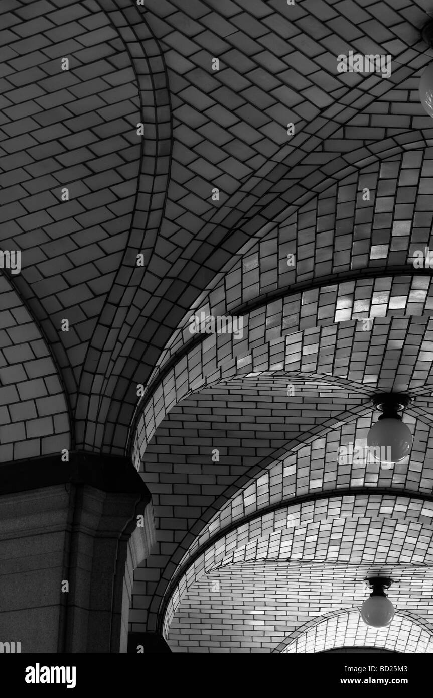 The roof of the Chambers Street train station in lower Manhattan. Stock Photo