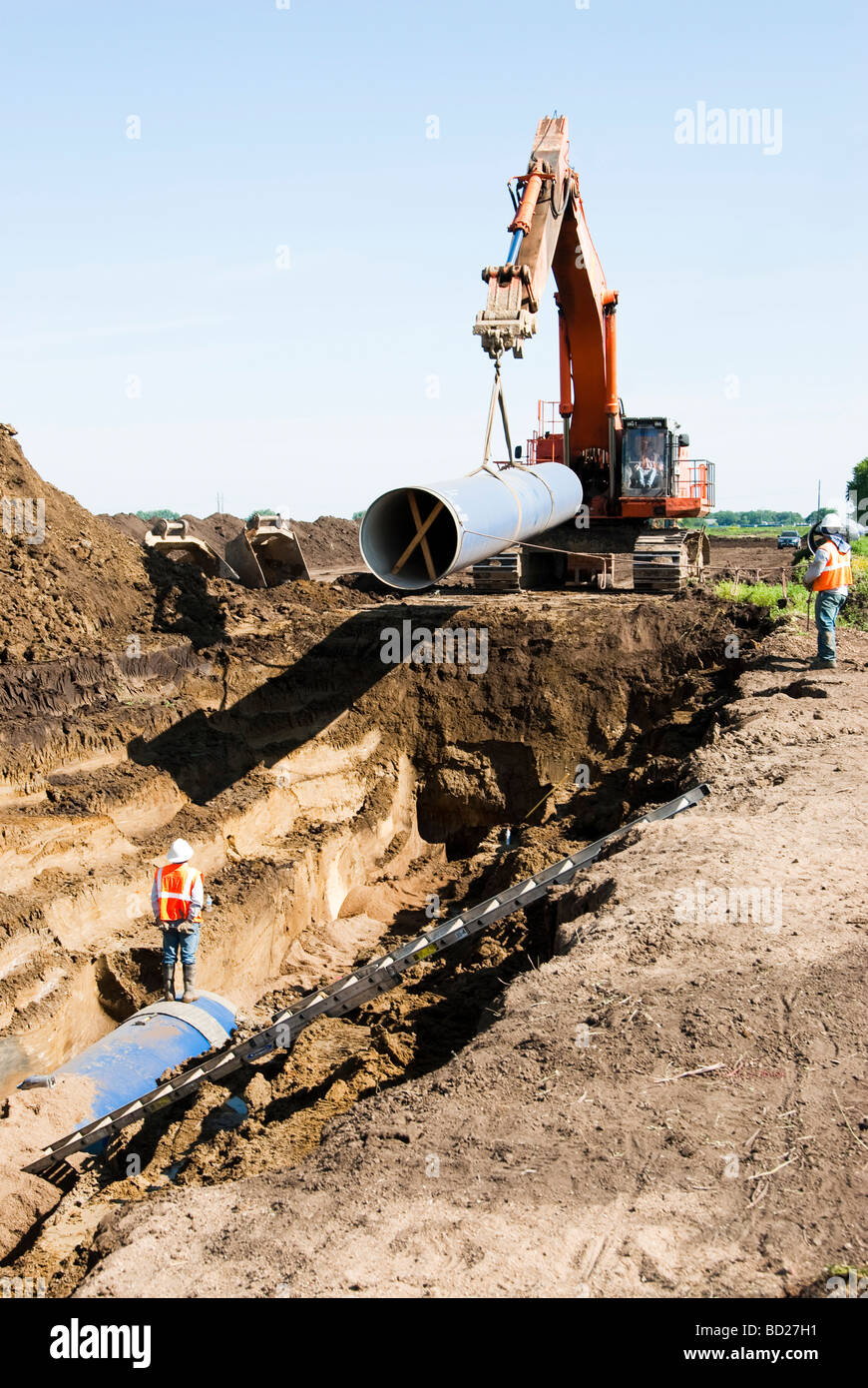 Water pipe being laid at the Louis Clark Regional Water System pipeline