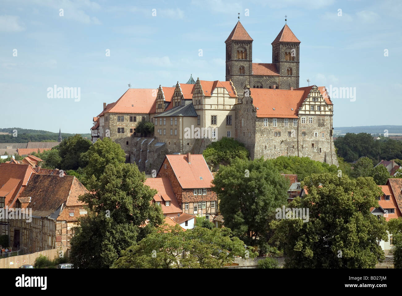 Schloss, Dom, St Servatius Church and Schlossberg, Quedlinburg, Saxony Anhalt, Germany Stock Photo