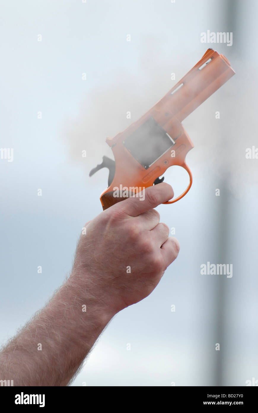 Starting gun at an athletics race Stock Photo Alamy