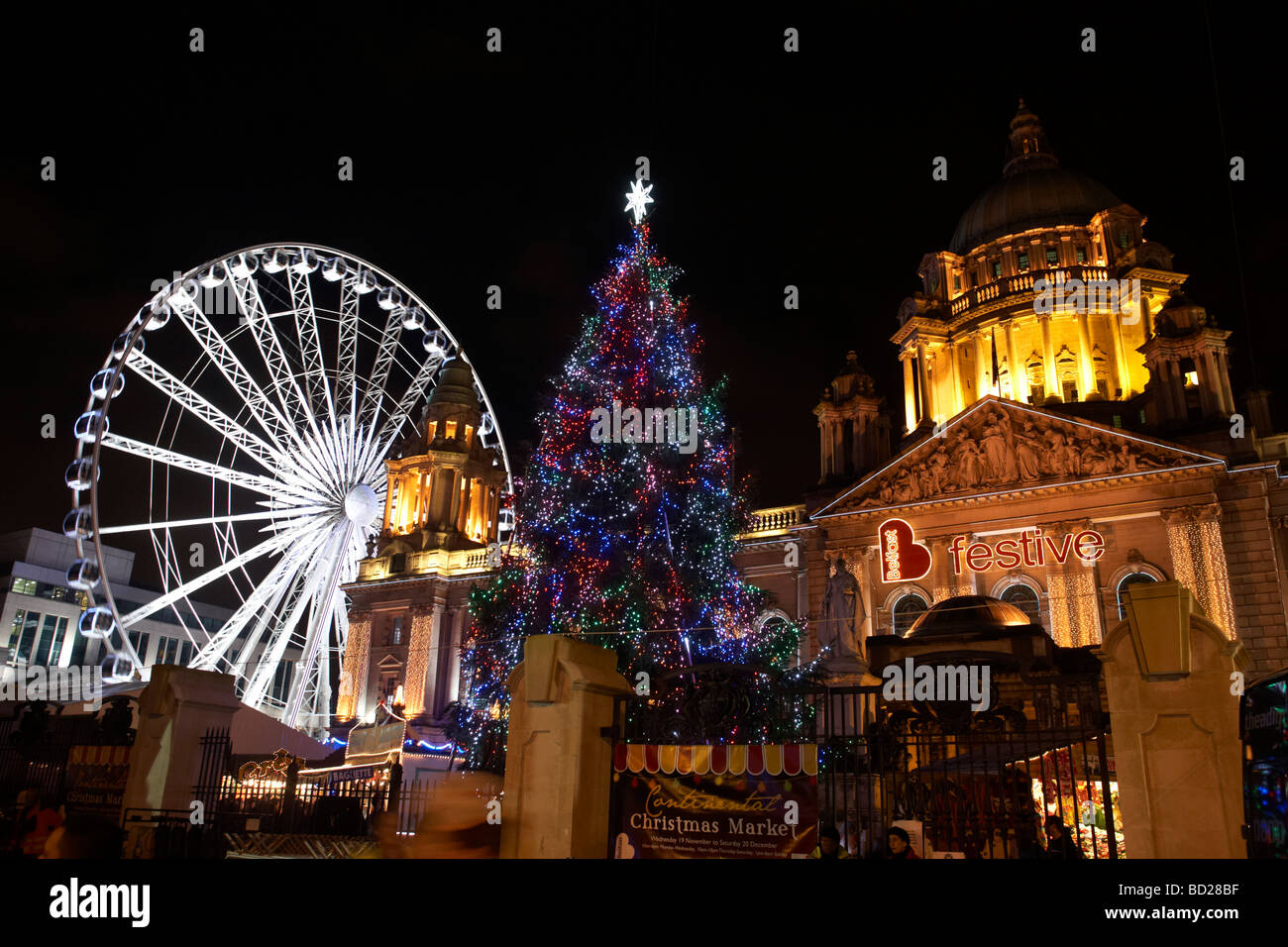 Christmas tree and christmas lights at Belfast City Hall Northern