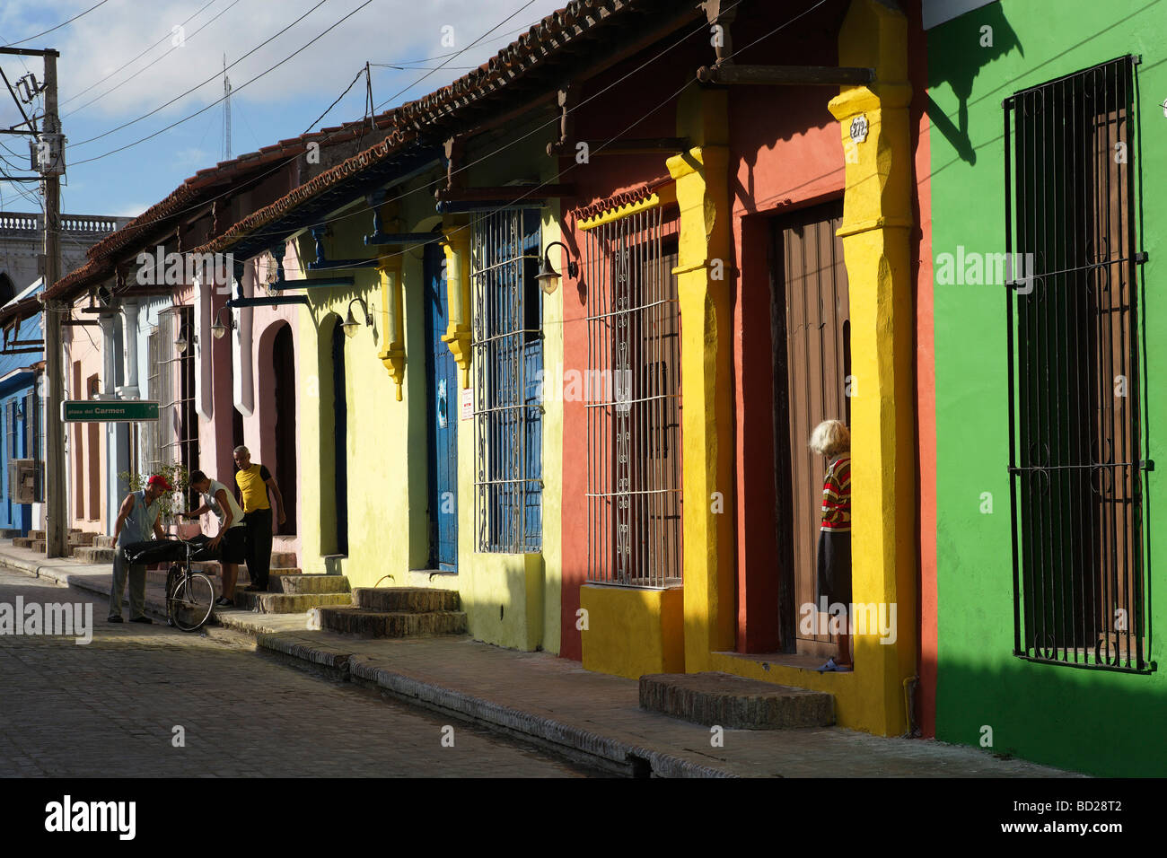 Houses at Plaza del Carmen Camaguey Camaguey Cuba West Indies Stock