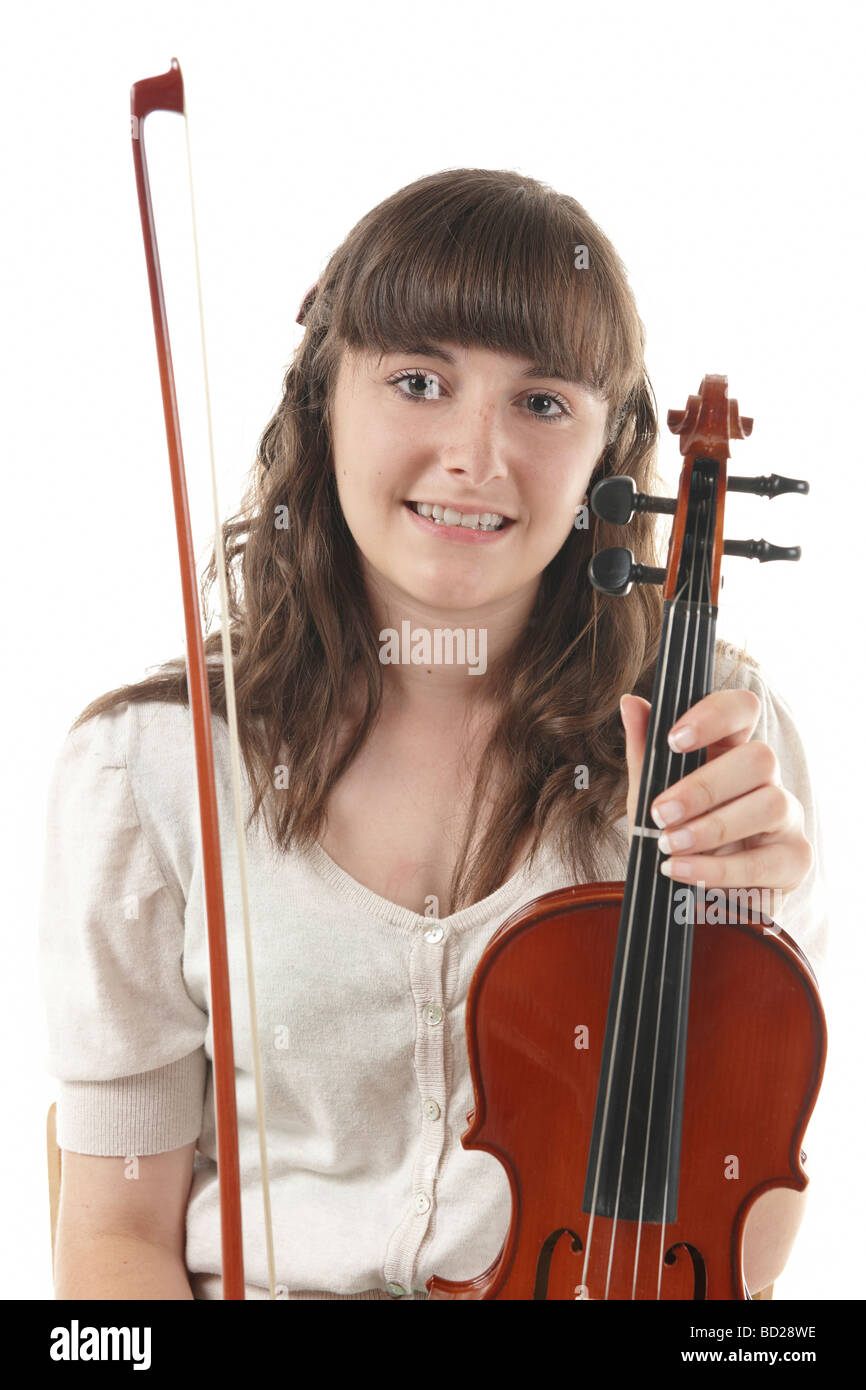 portrait of soloist holding her Viola and bow Stock Photo Alamy