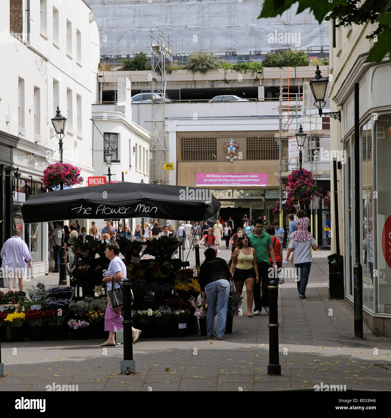 Cheltenham Gloucestershire England UK town centre shopping area on The