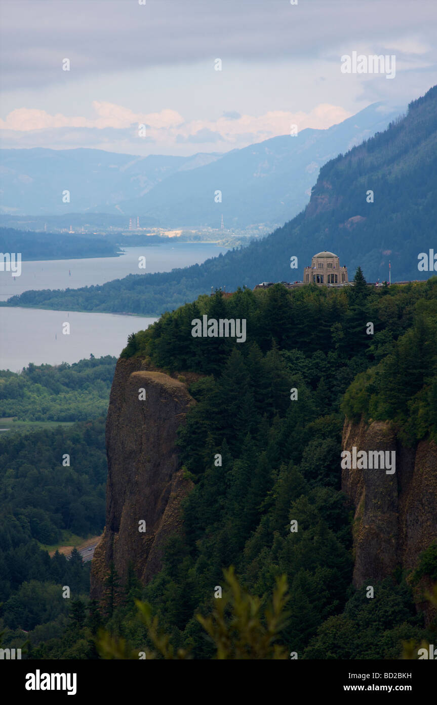 The Vista House overlooks the Columbia River along the Historic