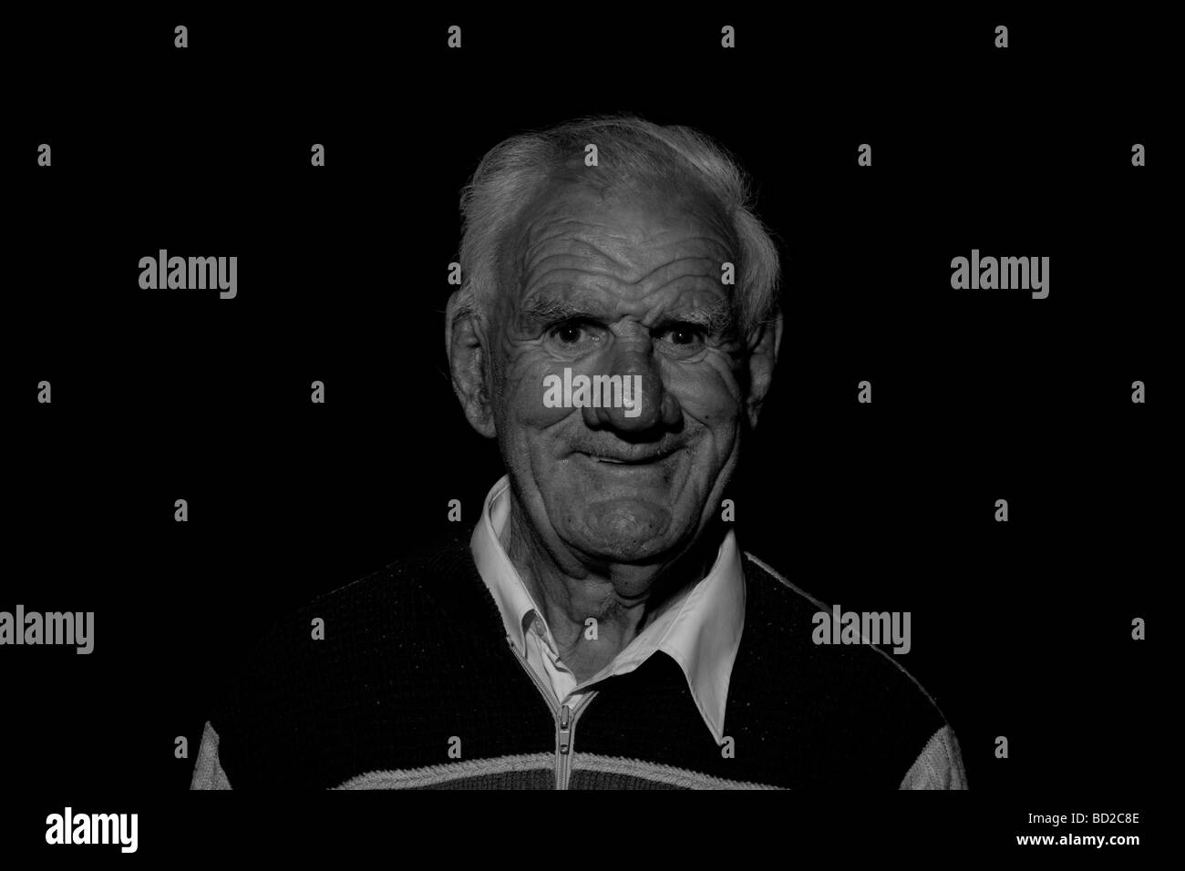 Old man face black background hi-res stock photography and images - Alamy