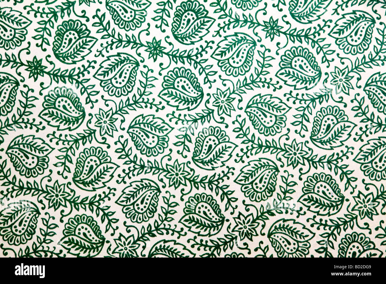 detail of green paisley pattern Stock Photo