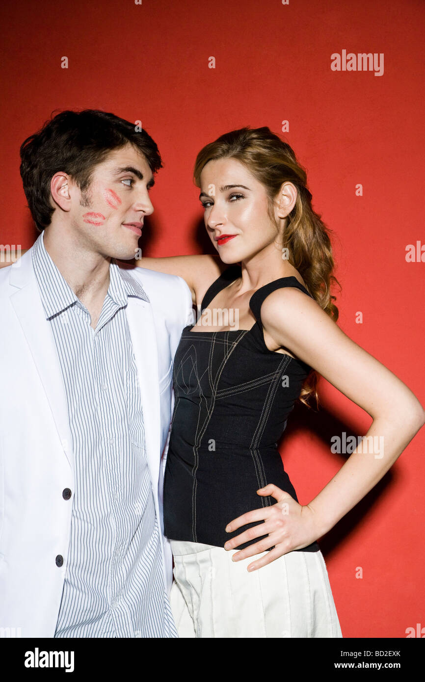 Woman man lipstick kiss hi-res stock photography and images - Alamy