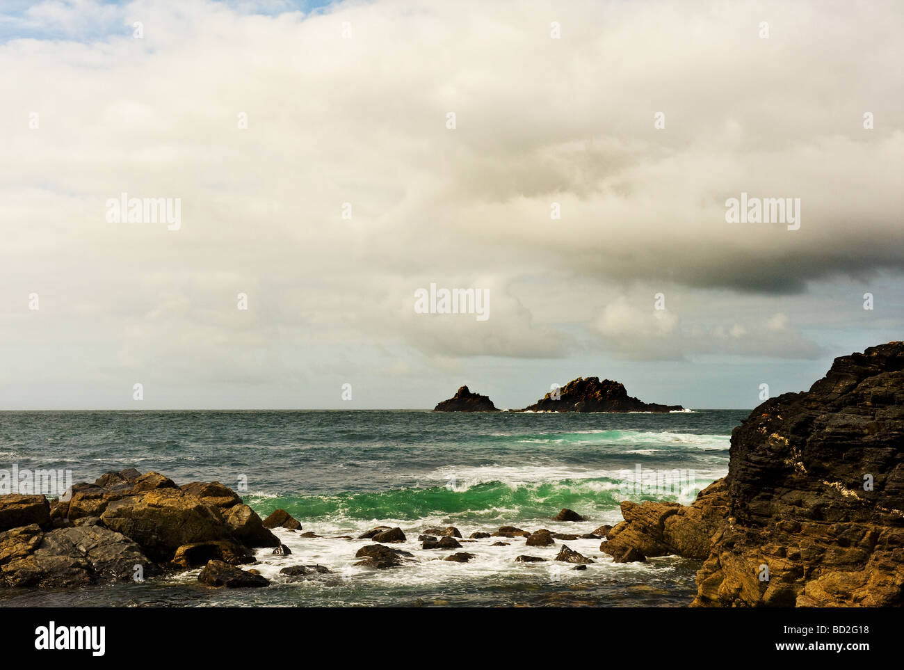 The Brisons off the Cornish coast.  Photo by Gordon Scammell Stock Photo