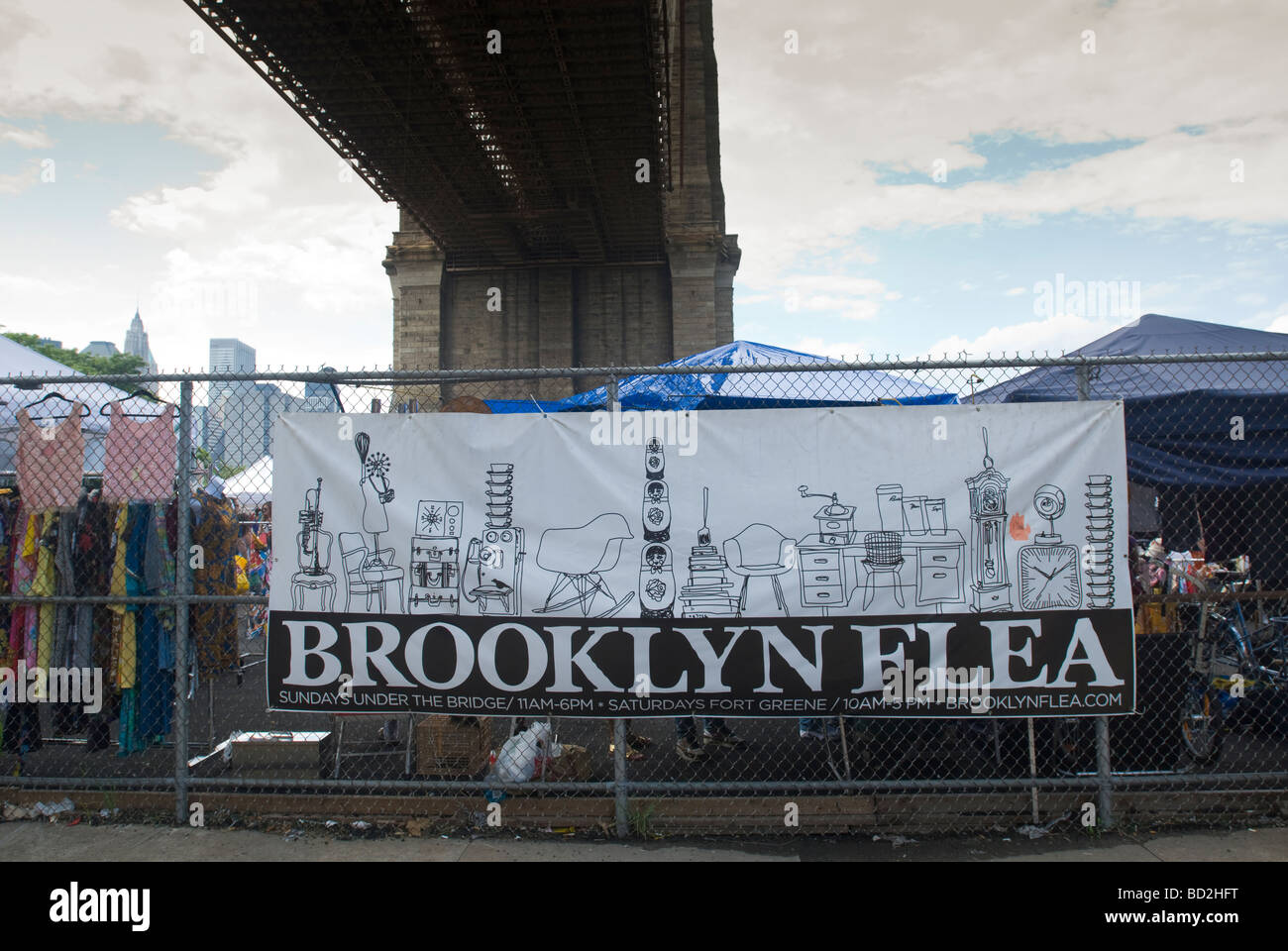 The trendy Brooklyn Flea in the neighborhood of Dumbo in New York Stock Photo