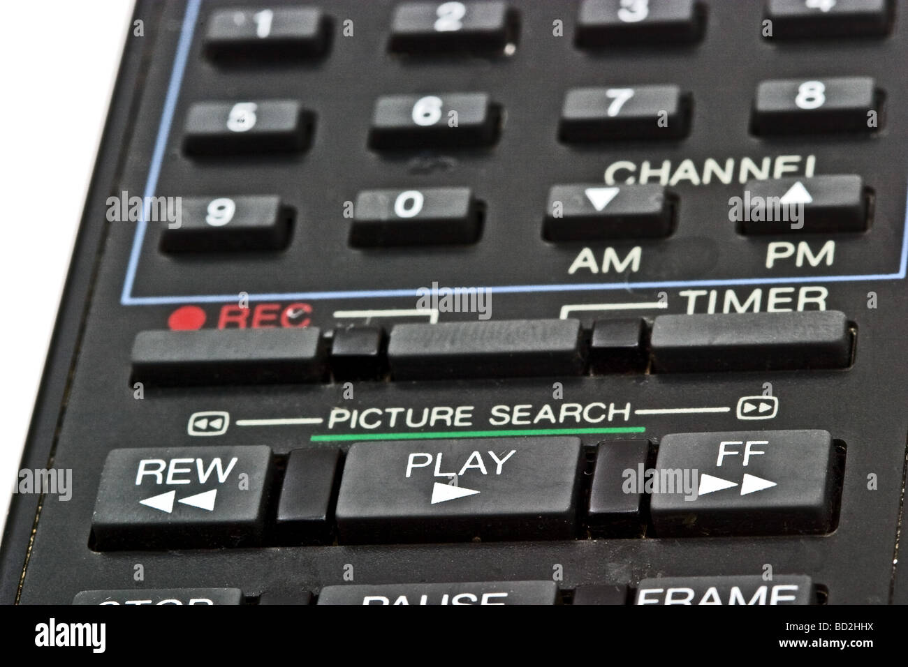 Recording controls on a black remote control Stock Photo Alamy
