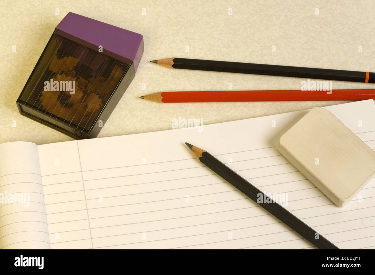 close up photograph of a clean white sketch pad and artists pencils Stock  Photo - Alamy