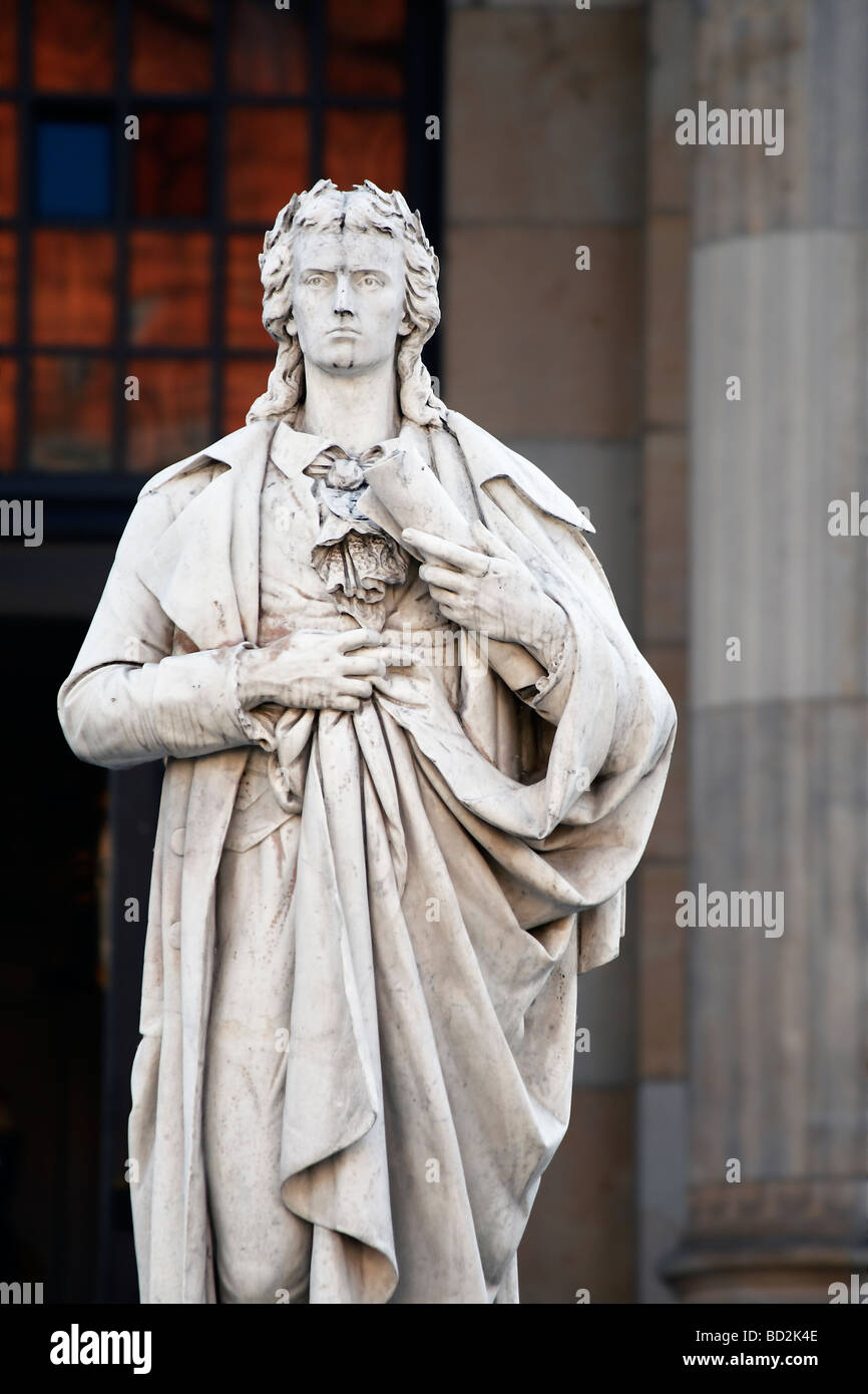 Johann Friedrich Schiller, German poet and philosopher, monument, Schiller fountain, Gendarmenmarkt square, Berlin, Germany Stock Photo