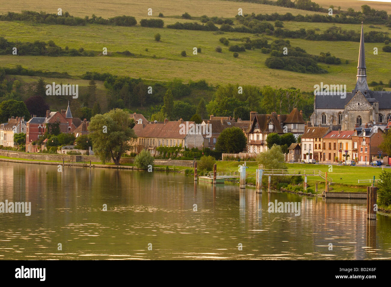 Saint Sauveur Church and Seine river Les Andelys Seine valley Normandy