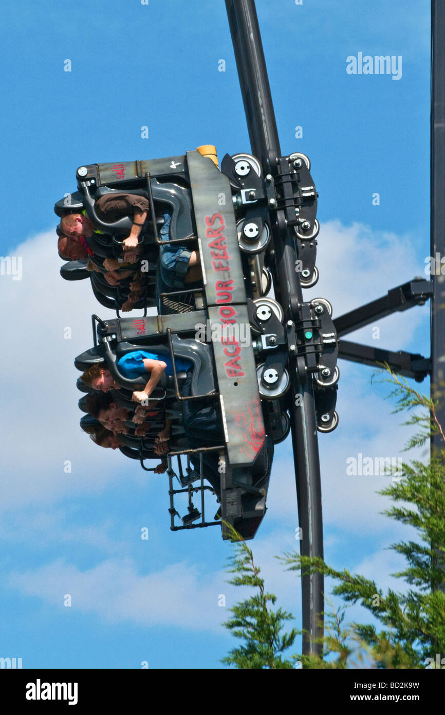The Saw roller coaster ride, Thorpe Park Theme Park, Surrey, England