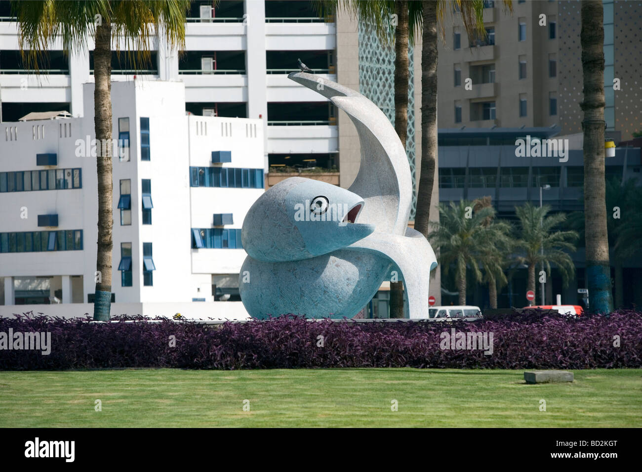 The Fish Roundabout, Sculpture detail. Dubai, UAE, Daytime Stock Photo