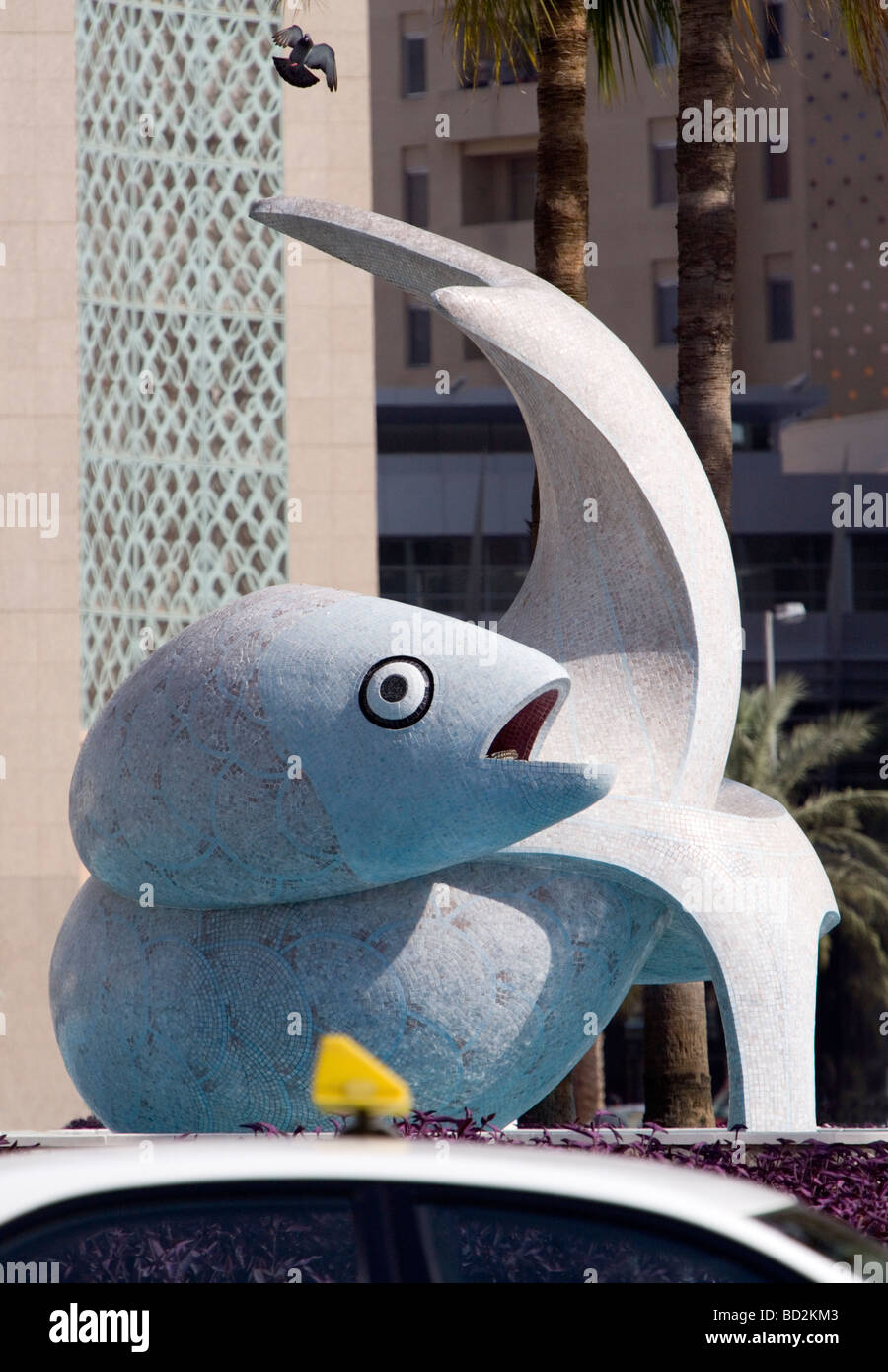 The Fish Roundabout, Sculpture detail. Dubai, UAE, Daytime Stock Photo