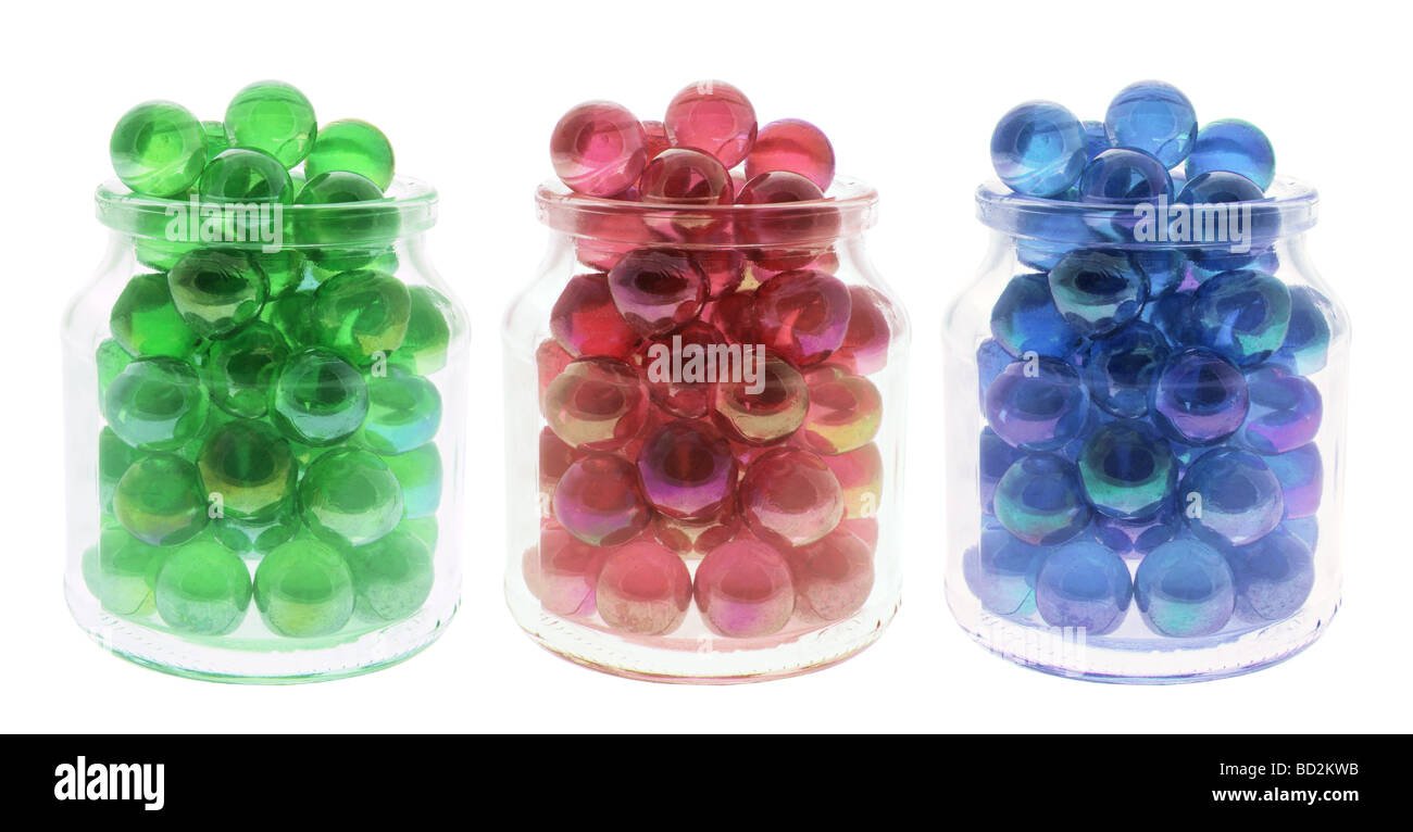 Marbles in Glass Jars Stock Photo Alamy