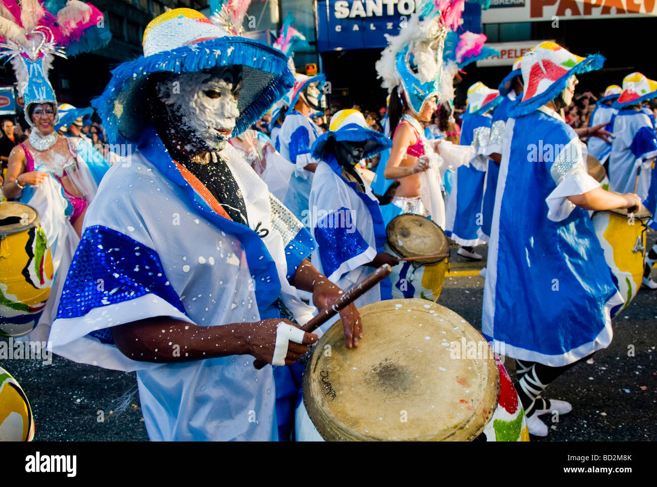 Candombe drummers in the  Montevideo annual Carnival Stock Photo