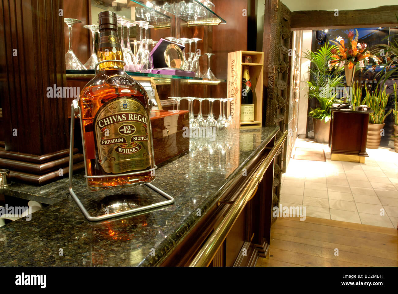 Bottle of Chivas Regal premium Scotch whisky Stock Photo