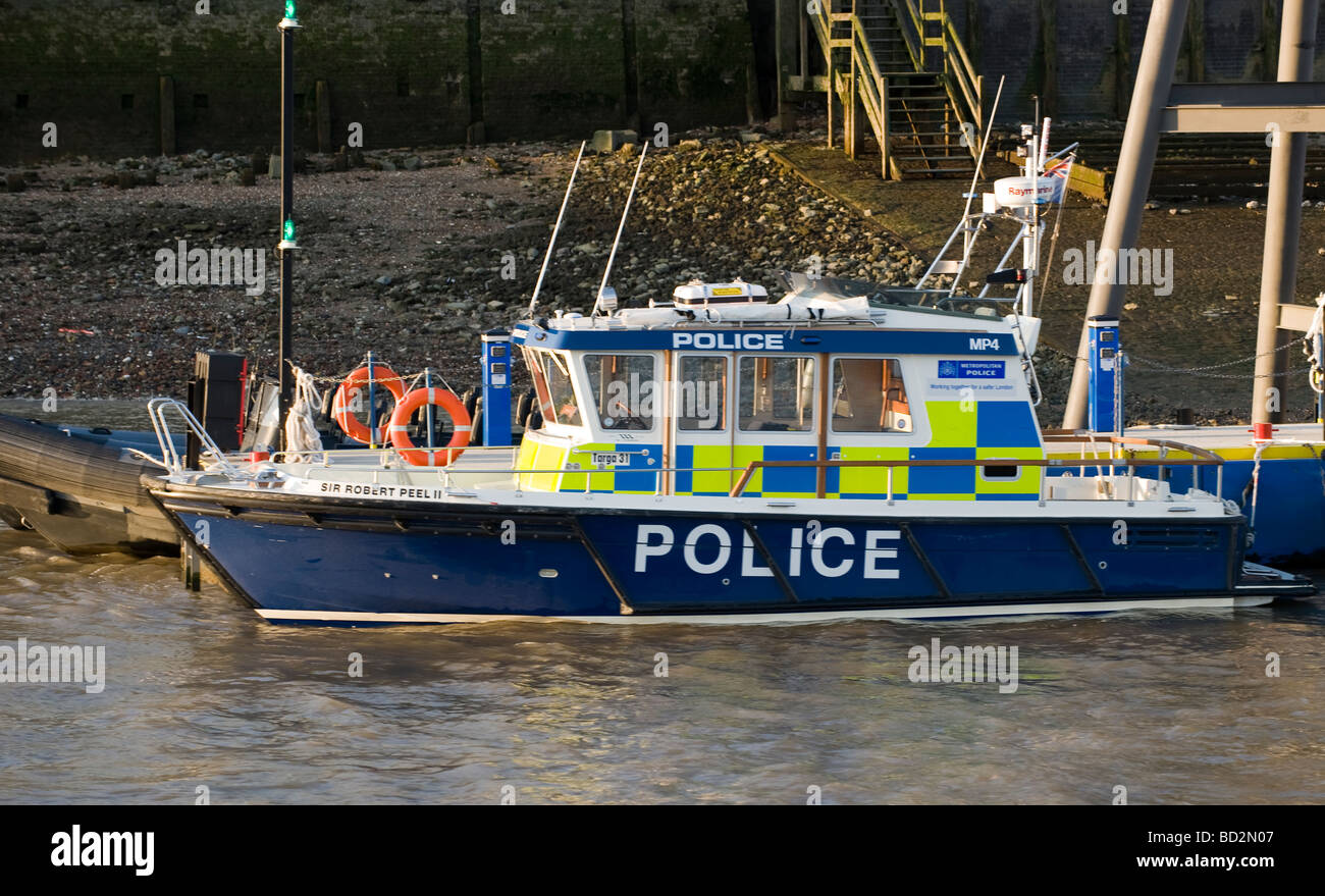 Metropolitian Police Marine Unit's base at Wapping River Thames, London, England, UK. Stock Photo
