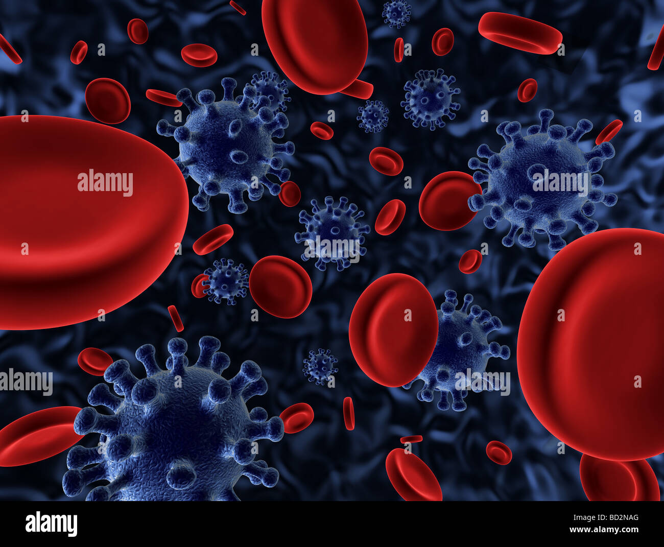 3d render of microscopic virus and blood cells Stock Photo - Alamy