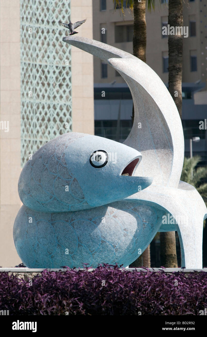 The Fish Roundabout, Sculpture detail. Dubai, UAE, Daytime Stock Photo